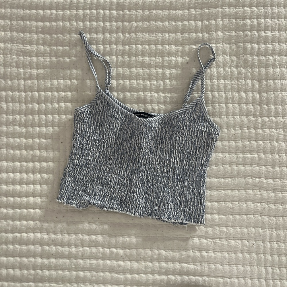 Women's Blue Seersucker Top